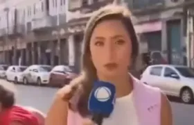 Repórter da Record é 'atropelada' ao vivo no Rio; confira vídeo