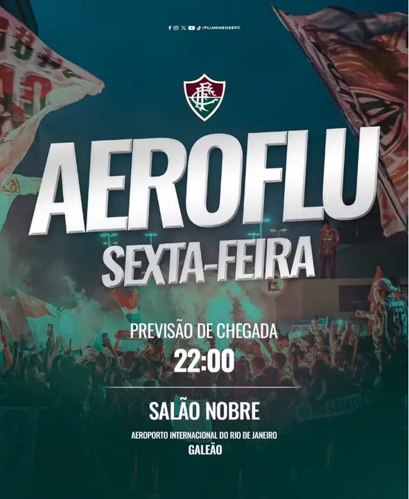 Fluminense anuncia nas redes sociais hora da chegada e espera festa da torcida no Galeão