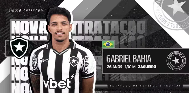 Botafogo anuncia contratação do zagueiro Gabriel Bahia, de 26 anos