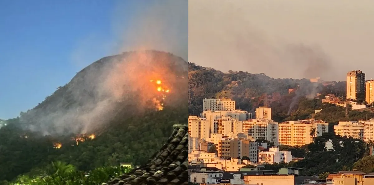 Incêndio em diferentes regiões de Niterói, incluindo um foco de grandes proporções no Morro Santo Inácio, assustou moradores