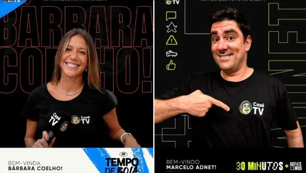 Marcelo Adnet e Bárbara Coelho foram anunciados como novo contratados da Cazé TV