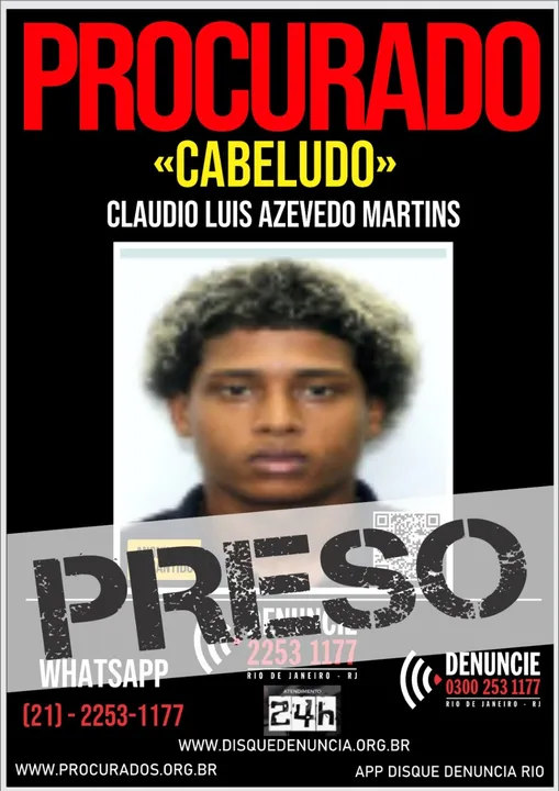 Claudio Luis Azevedo Martins, vulgo 'Cabeludo' foi preso