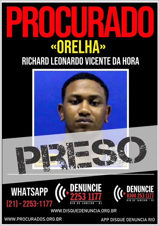Richard Leonardo Vicente da Hora, vulgo “Orelha”, foi preso