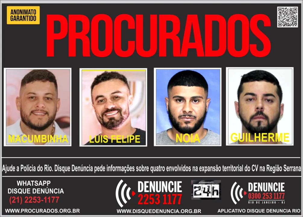 Contra os quatro procurados, foi expedido um Mandado de Prisão, expedido pela 1ª Vara Criminal de Petrópolis