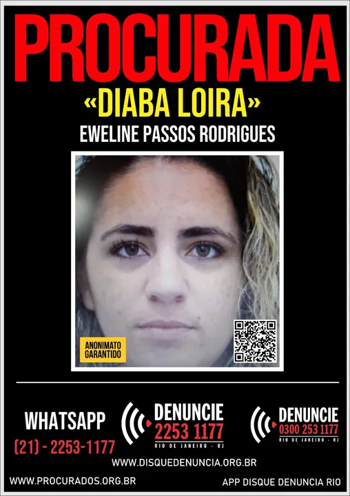 Eweline é de Santa Catarina e segundo investigações da polícia, migrou para a facção 'Terceiro Comando Puro'