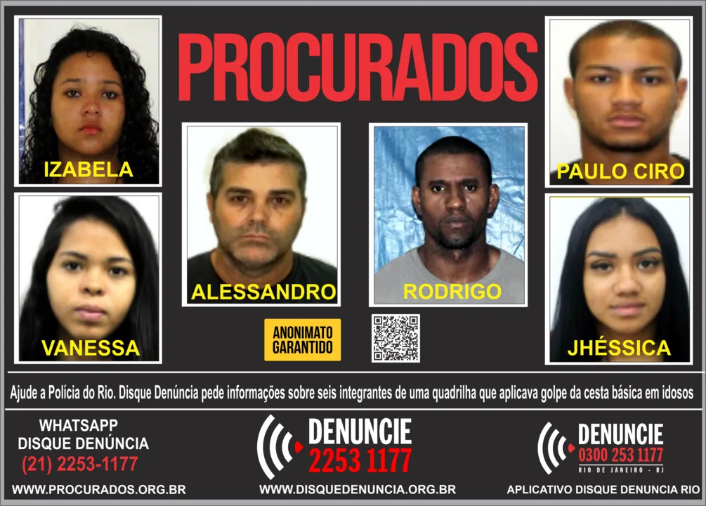 Disque Denúncia divulgou cartaz com imagens dos acusados
