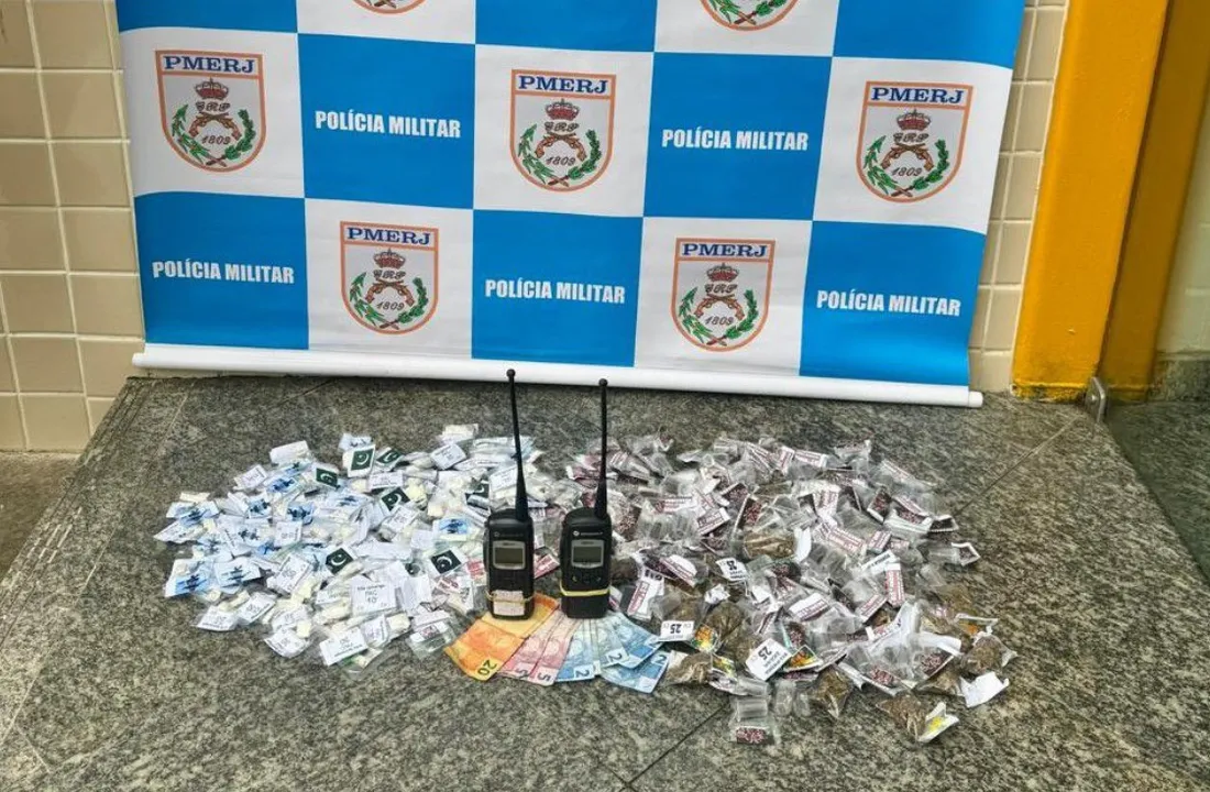 Material estava emposse dos dois suspeitos presos, de acordo com a PM