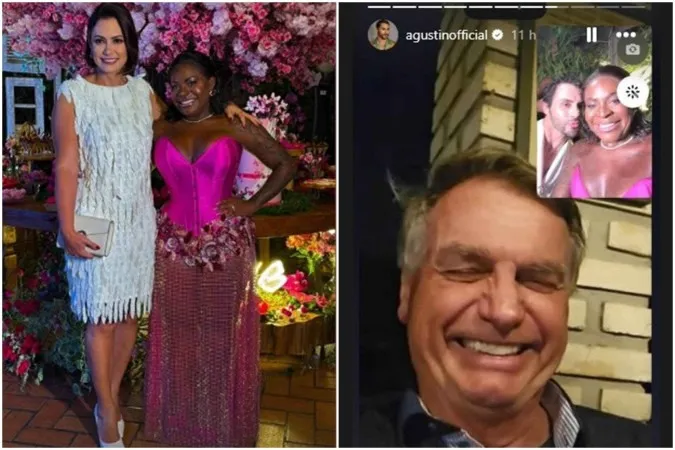 Jojo recebe Michelle Bolsonaro em sua festa de aniversário.