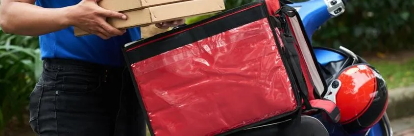 A nova lei determina que apenas as empresas de entrega poderão fornecer as bolsas (bags) de transporte, proibindo a comercialização por terceiros