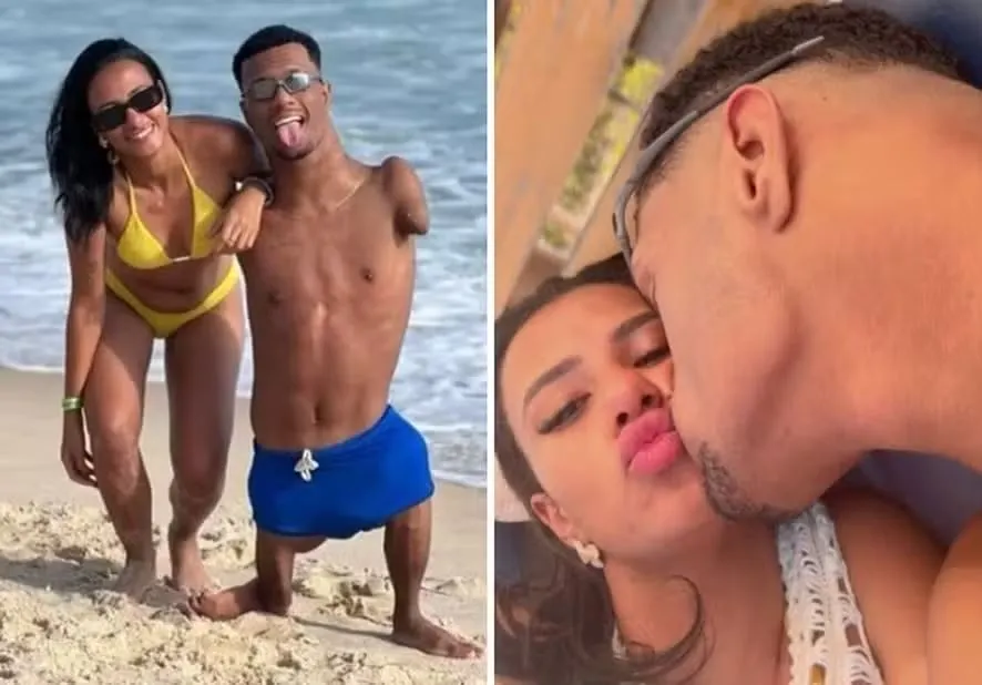 Gabrielzinho curte praia ao lado da namorada Karol Soares