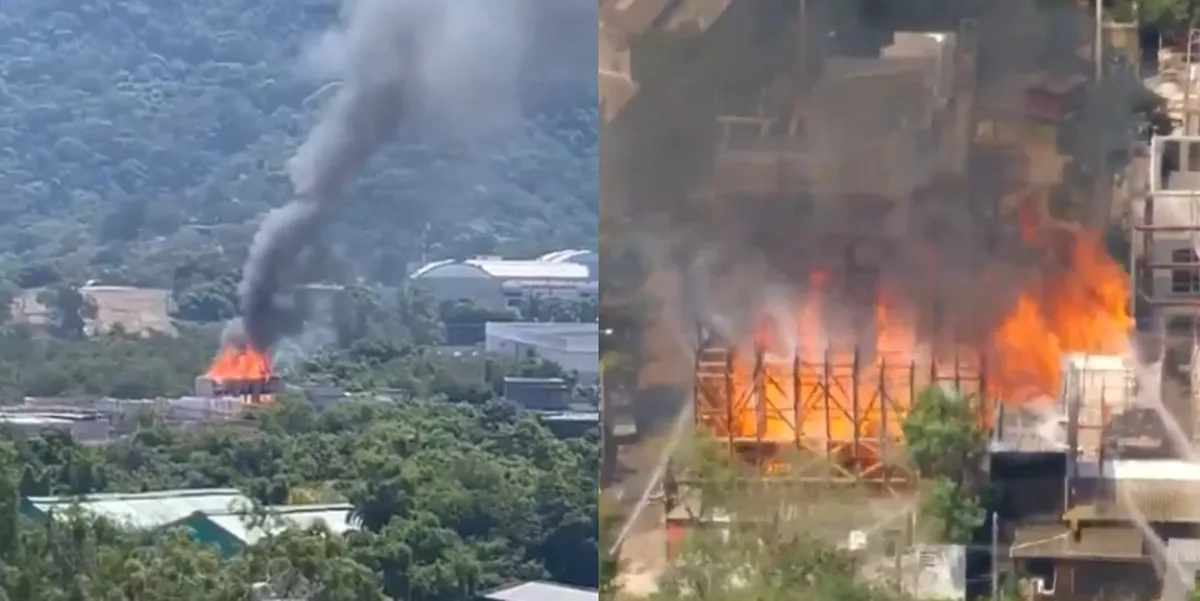 Agentes do Corpo de Bombeiros e da brigada de incêndio da emissora atuam no ocorrido