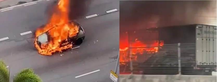 O incêndio em Niterói já foi controlado; o de Itaboraí ainda está em andamento
