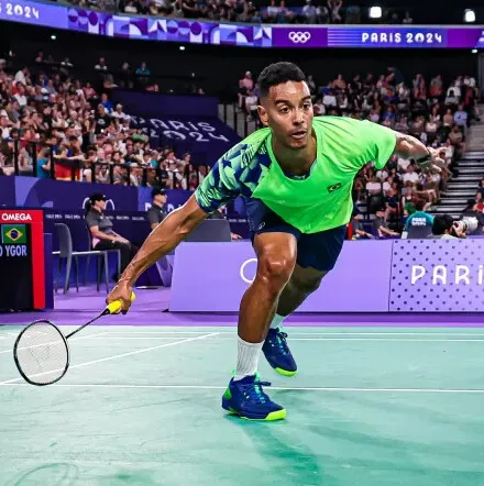 Ygor Coelho, durante jogo de badminton nas Olimpíadas de Paris 2024