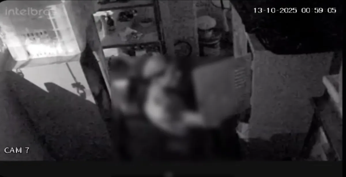 Câmeras de segurança do estabelecimento flagraram a ação criminosa