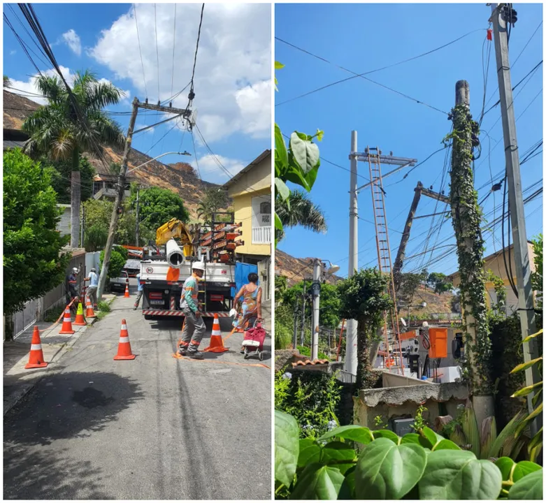 O poste, que se encontrava inclinado em direção às casas do outro lado da rua, foi trocado por um novo no último domingo (23)