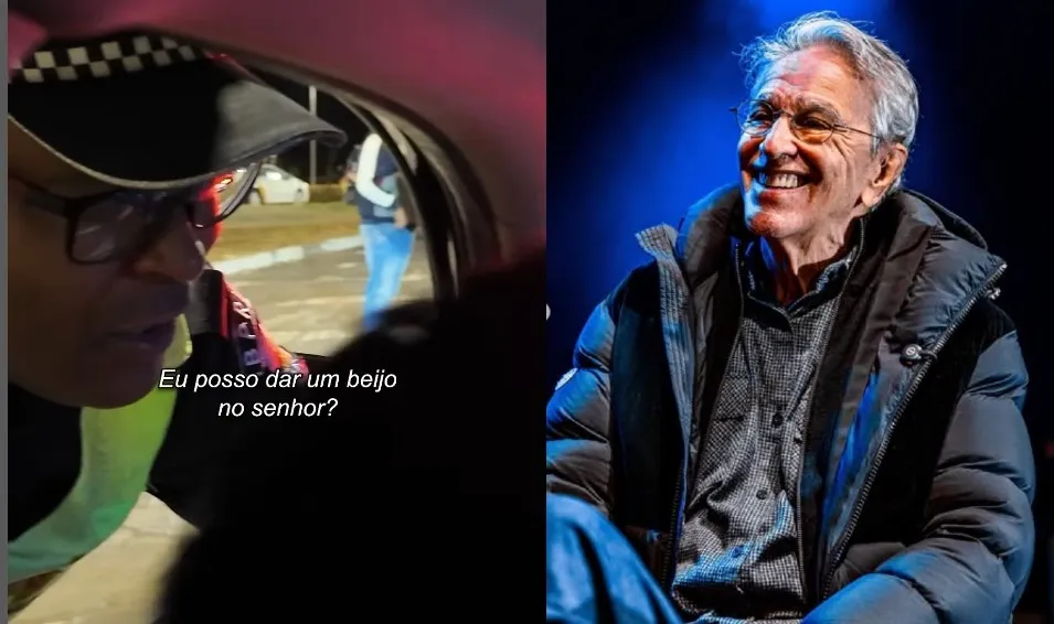 Policial militar abordou o cantor de maneira educada. “Coisa linda, rapaz! Eu posso dar um beijo no senhor?”. Após o beijo disse: “Que maravilha. Que homem cheiroso”