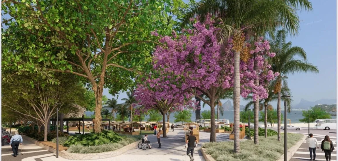 A nova Praça Getúlio Vargas será um espaço aberto com vista privilegiada de pontos turísticos do Rio de Janeiro, como o Cristo Redentor e o Pão de Açúcar