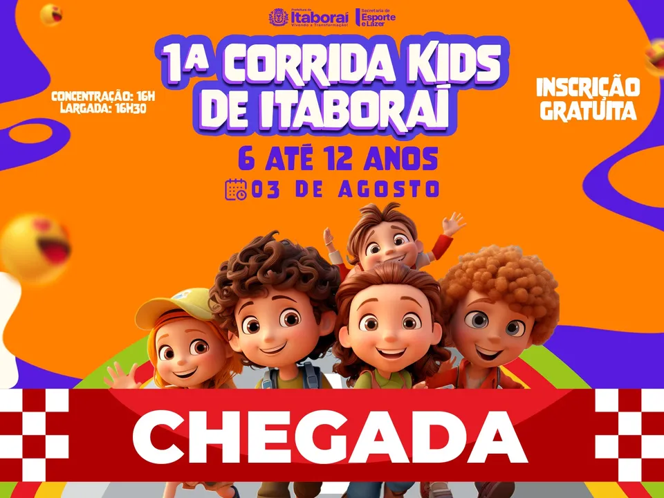 Voltada para crianças de 6 a 12 anos, a corrida será totalmente gratuita
