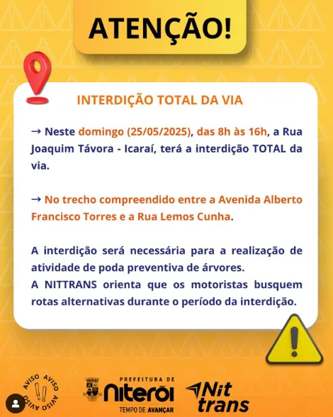 Imagem ilustrativa da imagem Rua no bairro de Icaraí, Niterói, será interditada neste domingo (25)