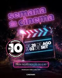 Durante a Semana do Cinema 2025, os ingressos em diversas redes do país estarão com valor promocional de apenas R$10