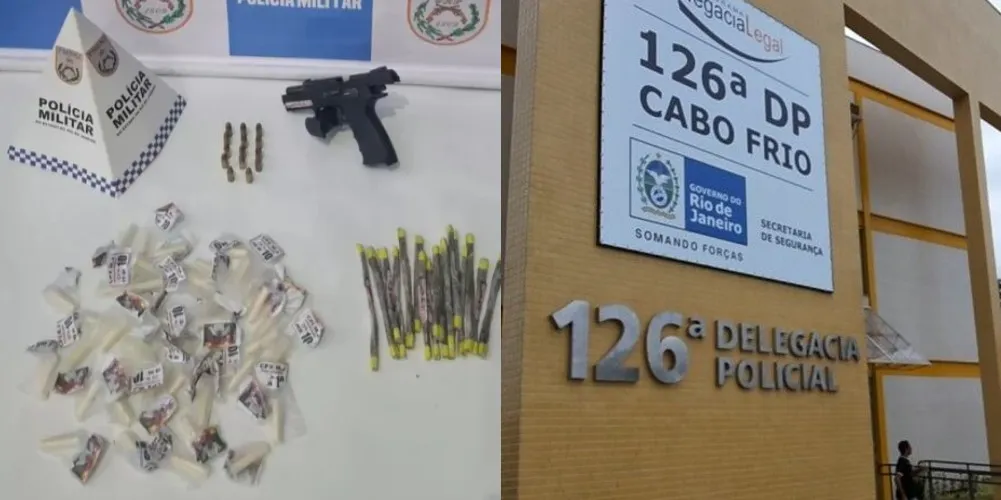 Arma e carga de drogas foi apreendida após a troca de tiros; 126ª DP registrou o caso