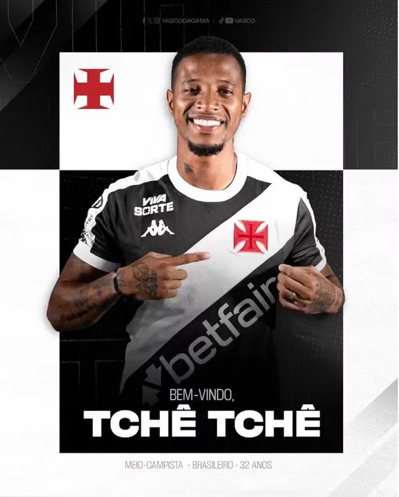 Tchê Tchê é anunciado pelo Vasco