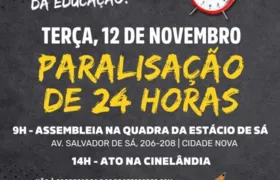 Educação Municipal no Rio, vai parar nesta terça feira (12) contra a PL 186/2024