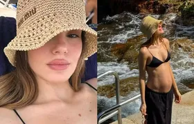 Grávida, Camila Queiroz exibe barriga de 5 meses durante viagem na Itália
