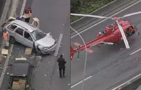Helicóptero dos Bombeiros interdita Linha Vermelha para resgate após grave acidente