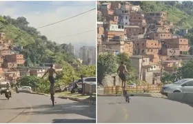 Jovem desce Estrada da Garganta "em cima" da bicicleta em mais um registro de manobras arriscadas em Niterói; Vídeo