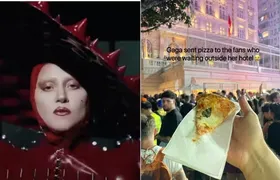 Lady Gaga distribui pizzas aos fãs que estão em frente ao Copacabana Palace