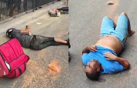 Motociclista perde o controle e atropela pedestre em Alcântara