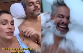 Otaviano Costa curte momento em spa com a esposa Flávia Alessandra