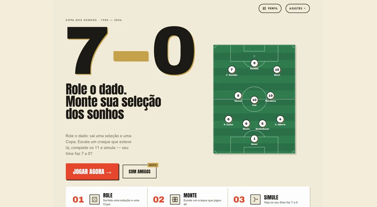Fantasy game coloca os usuários no papel de treinador, para montar equipes históricas e enfrentar grandes potências do futebol mundial