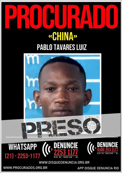 Segundo a polícia, 'China' é ligado ao 'Comando Vermelho'