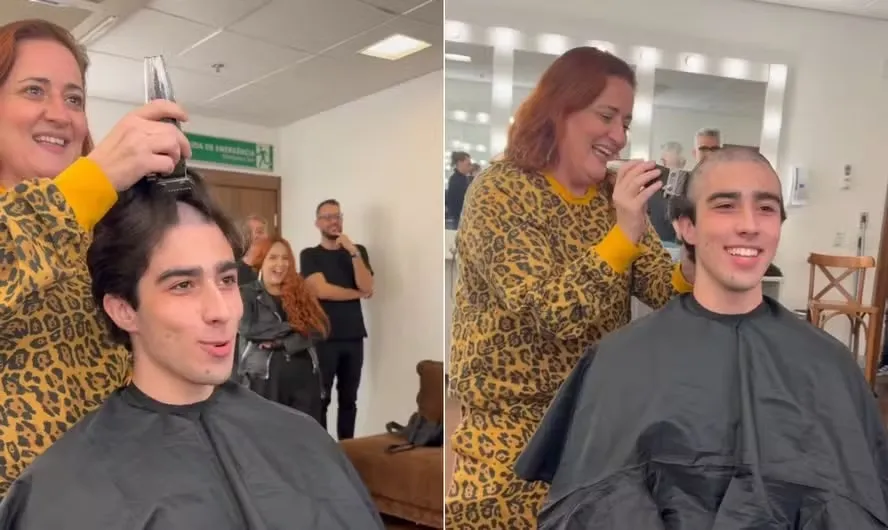 Ju Amaral, irmã de Paulo Gustavo foi a responsável por começar a raspar o cabelo de João Pedro Chaseliov
