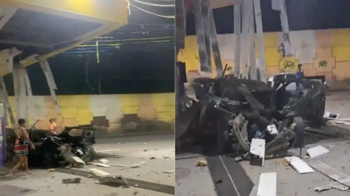 O carro ficou completamente destruído após a explosão