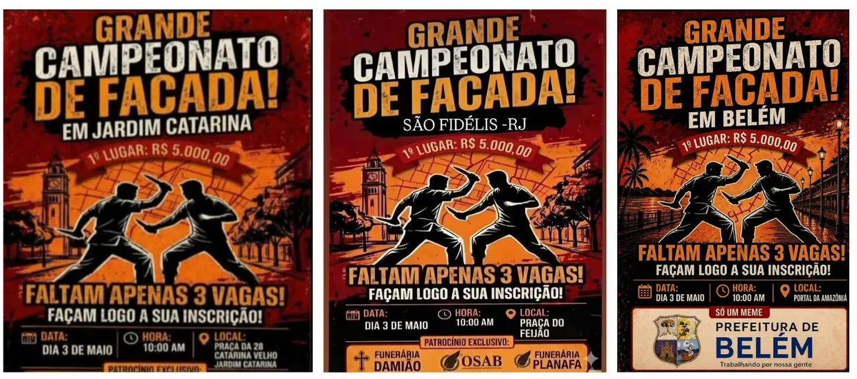 Cartaz já foi adaptado para diferentes localidades, como Jardim Catarina, em São Gonçalo, São Fidélis e até o município de Belém, no Pará