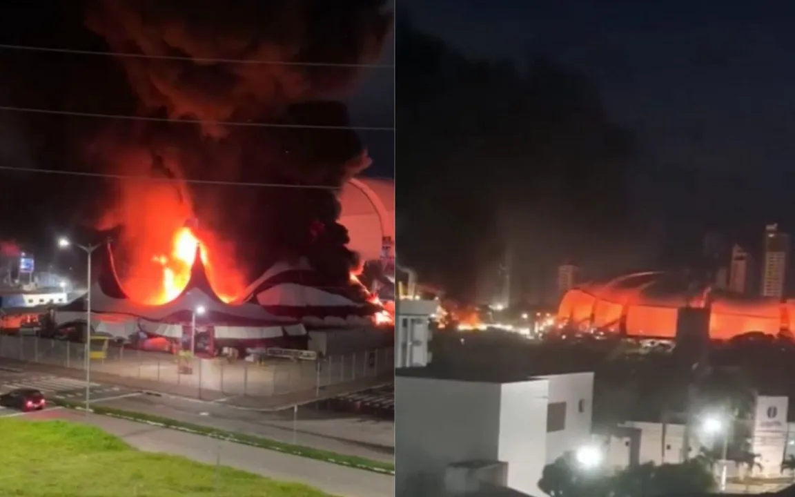 O incêndio começou por volta das 4h30 desta segunda-feira (11)