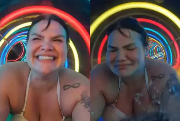 Thais Carla desce em toboágua, depois de perder 72 kg, após cirurgia bariátrica