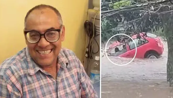 Mauro foi arrastado dentro do carro no meio da enxurrada