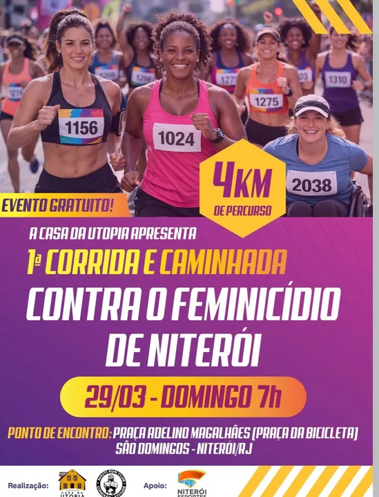 Corrida e Caminhada Contra o Feminicídio mobiliza Niterói neste domingo (29)
