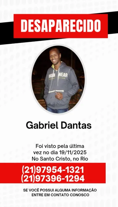 Gabriel Dantas da Silva, de 38 anos, morador do Colubandê, em São Gonçalo, está desaparecido