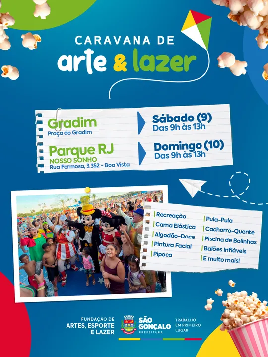 A Caravana de Arte e Lazer promete muita diversão entre as famílias gonçalenses