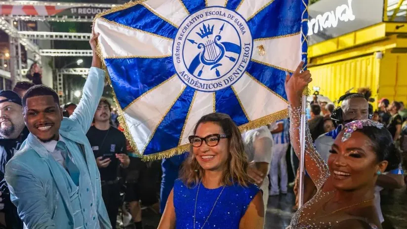 Janja marcou presença no ensaio técnico da Acadêmicos de Niterói. Escola vai homenagear o presidente Lula na Sapucaí