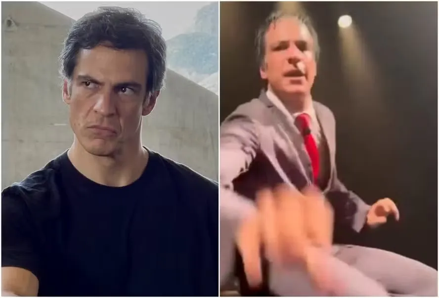 Momento em que o ator derruba o aparelho celular da fã