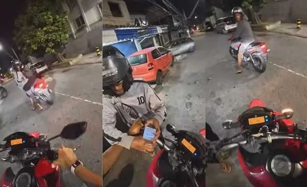 Ação criminosa foi registrada por câmera de segurança instalada no capacete de motociclista