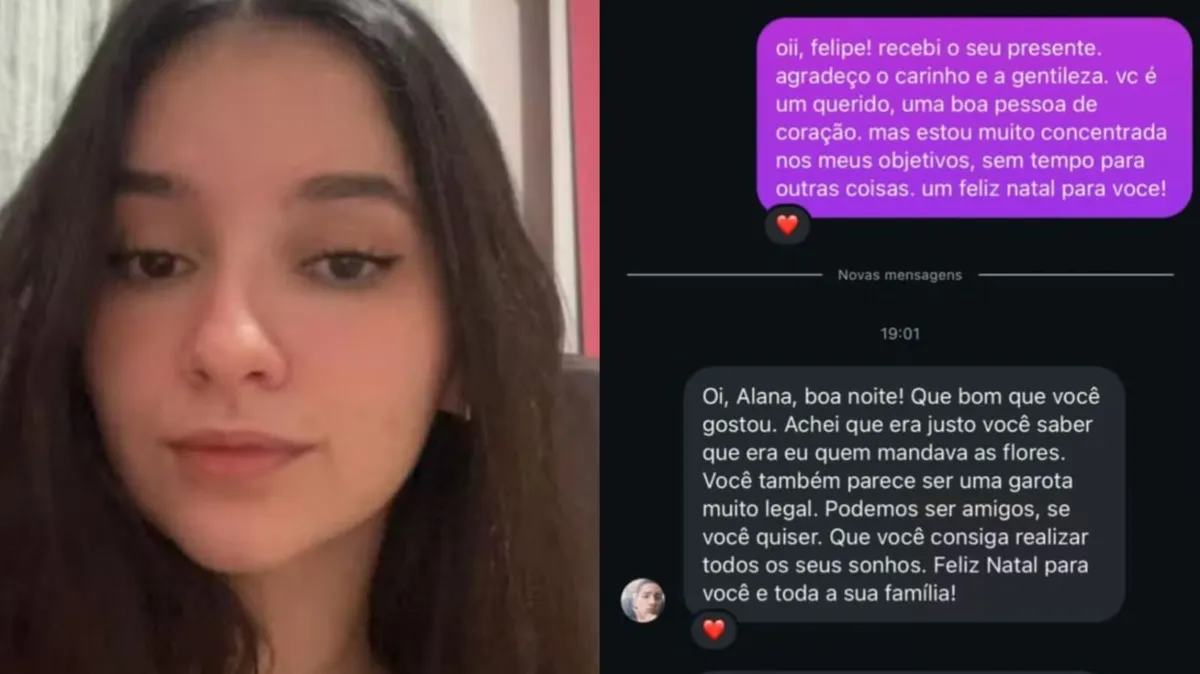 A troca de mensagens entre Alana Anisio Rosa, de 20 anos, e o vizinho Luiz Felipe Sampaio, de 22, revela um roteiro comum em casos de violência contra a mulher