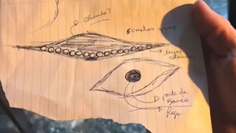 Desenho feito pelo influenciador Mayk Leão, representando o suposto OVNI