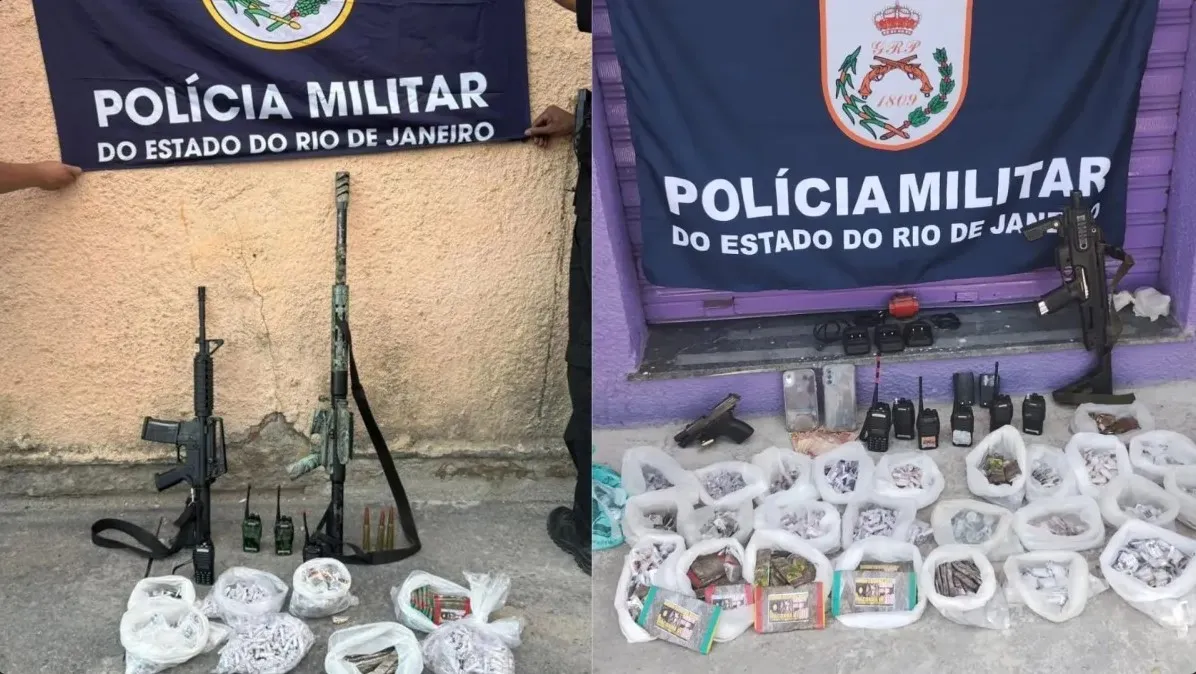 Três pistolas e grande quantidade de entorpecentes foram apreendidas durante operação da PM